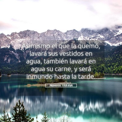 Picture 05 - Números 19:8 RVA - Asimismo el que la quemó, lavará sus vestidos - Bible Verse Picture