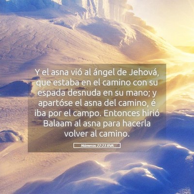 Picture 05 - Números 22:23 RVA - Y el asna vió al ángel de Jehová, que estaba - Bible Verse Picture