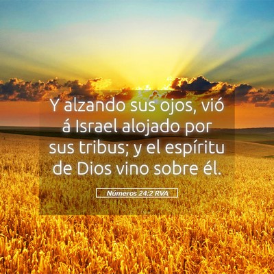 Picture 05 - Números 24:2 RVA - Y alzando sus ojos, vió á Israel alojado por - Bible Verse Picture