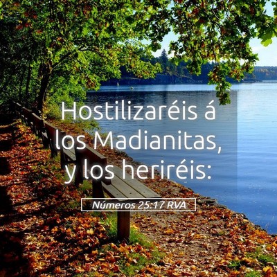Picture 05 - Números 25:17 RVA - Hostilizaréis á los Madianitas, y los - Bible Verse Picture