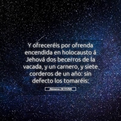Picture 05 - Números 28:19 RVA - Y ofreceréis por ofrenda encendida en holocausto - Bible Verse Picture