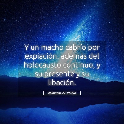 Picture 05 - Números 29:19 RVA - Y un macho cabrío por expiación: además del - Bible Verse Picture