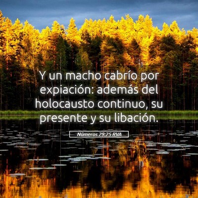 Picture 05 - Números 29:25 RVA - Y un macho cabrío por expiación: además del - Bible Verse Picture