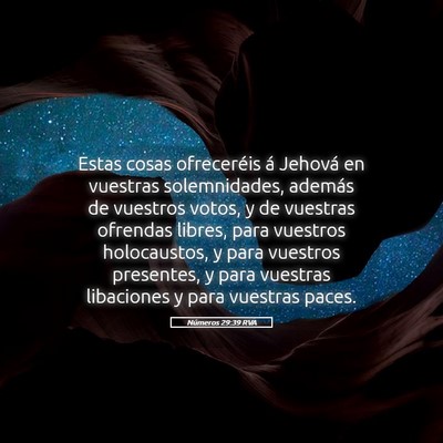 Picture 05 - Números 29:39 RVA - Estas cosas ofreceréis á Jehová en vuestras - Bible Verse Picture