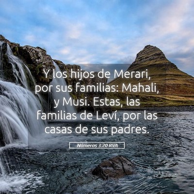 Picture 05 - Números 3:20 RVA - Y los hijos de Merari, por sus familias: Mahali, - Bible Verse Picture