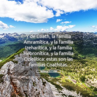 Picture 05 - Números 3:27 RVA - Y de Coath, la familia Amramítica, y la familia - Bible Verse Picture