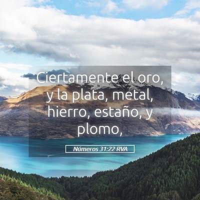 Picture 05 - Números 31:22 RVA - Ciertamente el oro, y la plata, metal, hierro, - Bible Verse Picture
