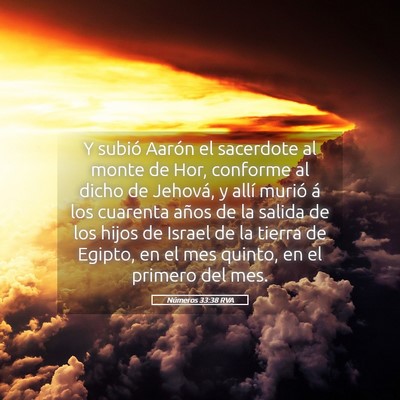 Picture 05 - Números 33:38 RVA - Y subió Aarón el sacerdote al monte de Hor, - Bible Verse Picture