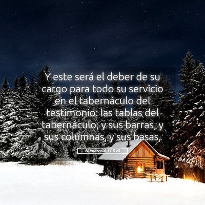 Picture 05 - Números 4:31 RVA - Y este será el deber de su cargo para todo su - Bible Verse Picture
