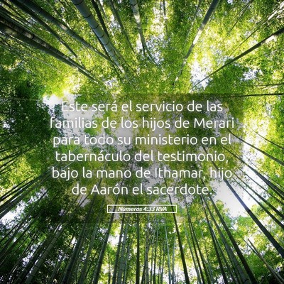Picture 05 - Números 4:33 RVA - Este será el servicio de las familias de los - Bible Verse Picture