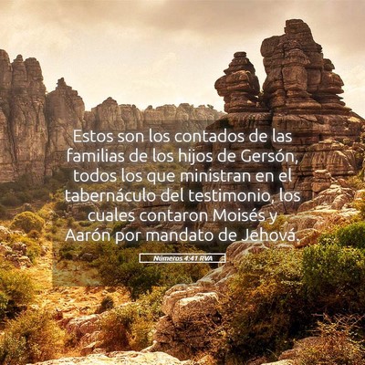 Picture 05 - Números 4:41 RVA - Estos son los contados de las familias de los - Bible Verse Picture