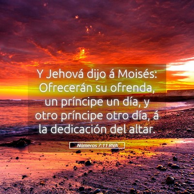 Picture 05 - Números 7:11 RVA - Y Jehová dijo á Moisés: Ofrecerán su ofrenda, - Bible Verse Picture