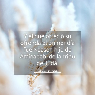 Picture 05 - Números 7:12 RVA - Y el que ofreció su ofrenda el primer día fué - Bible Verse Picture