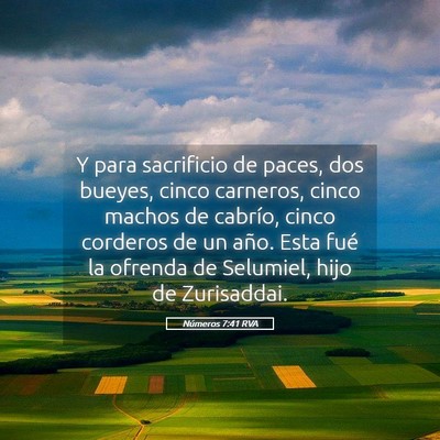Picture 05 - Números 7:41 RVA - Y para sacrificio de paces, dos bueyes, cinco - Bible Verse Picture