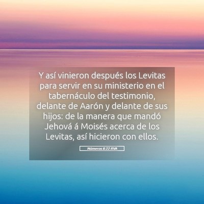 Picture 05 - Números 8:22 RVA - Y así vinieron después los Levitas para servir - Bible Verse Picture