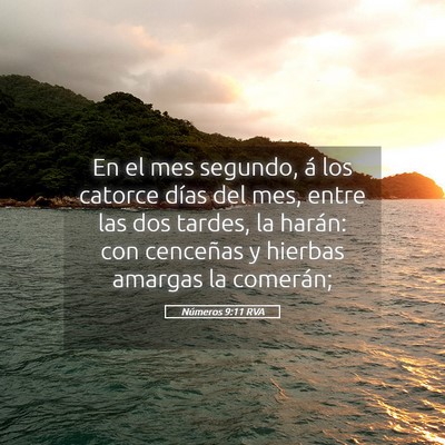 Picture 05 - Números 9:11 RVA - En el mes segundo, á los catorce días del mes, - Bible Verse Picture