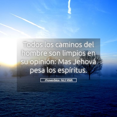 Picture 05 - Proverbios 16:2 RVA - Todos los caminos del hombre son limpios en su - Bible Verse Picture