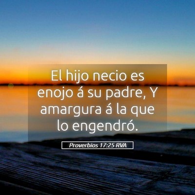Picture 05 - Proverbios 17:25 RVA - El hijo necio es enojo á su padre, Y amargura á - Bible Verse Picture
