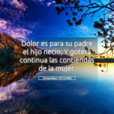 Picture 05 - Proverbios 19:13 RVA - Dolor es para su padre el hijo necio; Y gotera - Bible Verse Picture