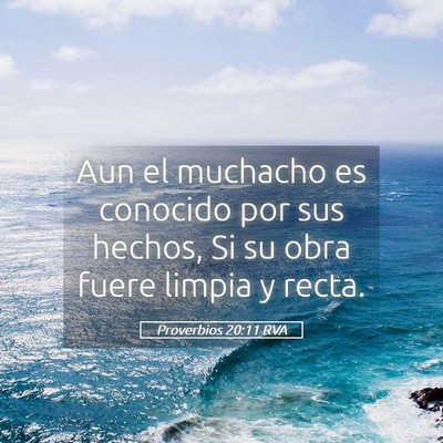 Picture 05 - Proverbios 20:11 RVA - Aun el muchacho es conocido por sus hechos, Si su - Bible Verse Picture