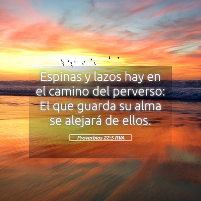 Picture 05 - Proverbios 22:5 RVA - Espinas y lazos hay en el camino del perverso: El - Bible Verse Picture