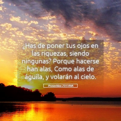 Picture 05 - Proverbios 23:5 RVA - ¿Has de poner tus ojos en las riquezas, siendo - Bible Verse Picture