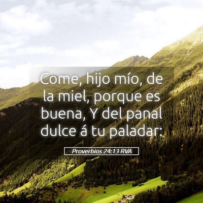 Picture 05 - Proverbios 24:13 RVA - Come, hijo mío, de la miel, porque es buena, Y - Bible Verse Picture
