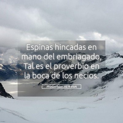 Picture 05 - Proverbios 26:9 RVA - Espinas hincadas en mano del embriagado, Tal es - Bible Verse Picture