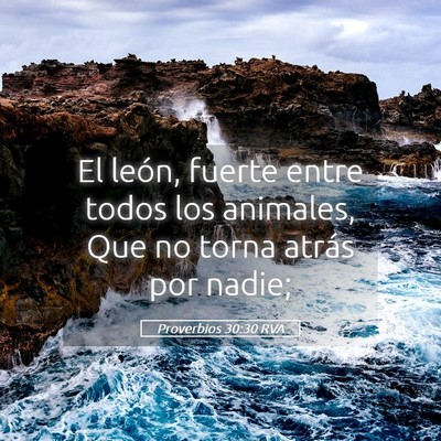 Picture 05 - Proverbios 30:30 RVA - El león, fuerte entre todos los animales, Que no - Bible Verse Picture