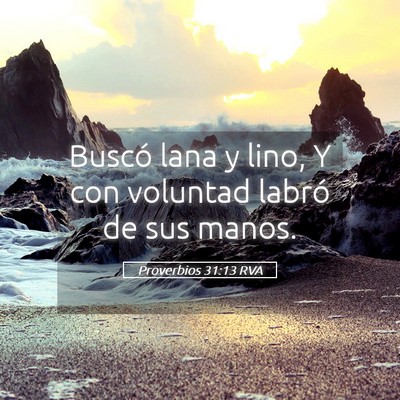 Picture 05 - Proverbios 31:13 RVA - Buscó lana y lino, Y con voluntad labró de sus - Bible Verse Picture