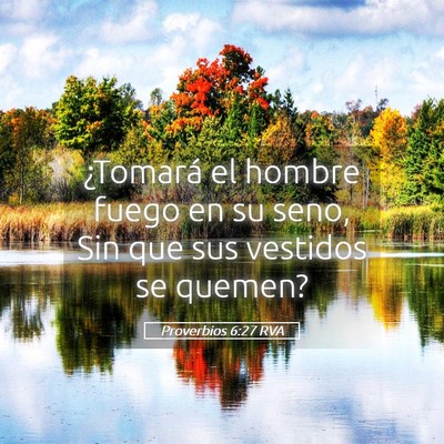 Picture 05 - Proverbios 6:27 RVA - ¿Tomará el hombre fuego en su seno, Sin que sus - Bible Verse Picture