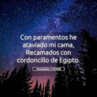 Picture 05 - Proverbios 7:16 RVA - Con paramentos he ataviado mi cama, Recamados con - Bible Verse Picture