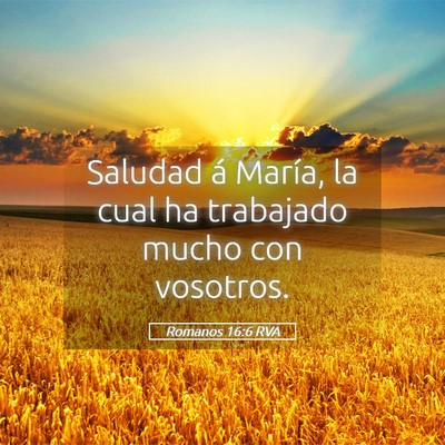 Picture 05 - Romanos 16:6 RVA - Saludad á María, la cual ha trabajado mucho con - Bible Verse Picture
