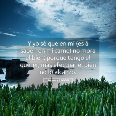Picture 05 - Romanos 7:18 RVA - Y yo sé que en mí (es á saber, en mi carne) no - Bible Verse Picture