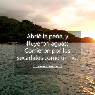 Picture 05 - Salmos 105:41 RVA - Abrió la peña, y fluyeron aguas; Corrieron por - Bible Verse Picture