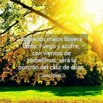 Picture 05 - Salmos 11:6 RVA - Sobre los malos lloverá lazos; Fuego y azufre, - Bible Verse Picture
