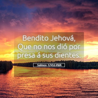 Picture 05 - Salmos 124:6 RVA - Bendito Jehová, Que no nos dió por presa á sus - Bible Verse Picture