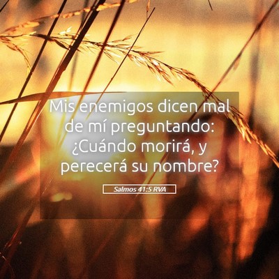 Picture 05 - Salmos 41:5 RVA - Mis enemigos dicen mal de mí preguntando: - Bible Verse Picture