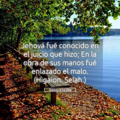 Picture 05 - Salmos 9:16 RVA - Jehová fué conocido en el juicio que hizo; En - Bible Verse Picture