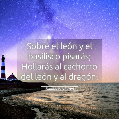 Picture 05 - Salmos 91:13 RVA - Sobre el león y el basilisco pisarás; Hollarás - Bible Verse Picture