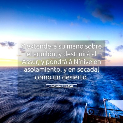 Picture 05 - Sofonías 2:13 RVA - Y extenderá su mano sobre el aquilón, y - Bible Verse Picture