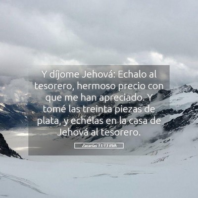 Picture 05 - Zacarías 11:13 RVA - Y díjome Jehová: Echalo al tesorero, hermoso - Bible Verse Picture