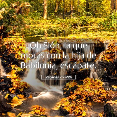 Picture 05 - Zacarías 2:7 RVA - Oh Sión, la que moras con la hija de Babilonia, - Bible Verse Picture
