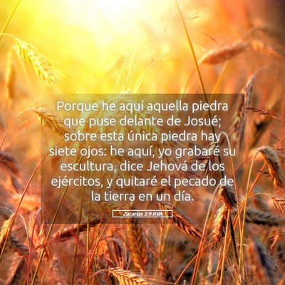Picture 05 - Zacarías 3:9 RVA - Porque he aquí aquella piedra que puse delante - Bible Verse Picture