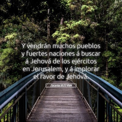 Picture 05 - Zacarías 8:22 RVA - Y vendrán muchos pueblos y fuertes naciones á - Bible Verse Picture