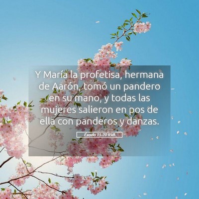 Picture 05 - Éxodo 15:20 RVA - Y María la profetisa, hermana de Aarón, tomó - Bible Verse Picture