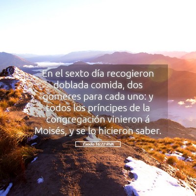 Picture 05 - Éxodo 16:22 RVA - En el sexto día recogieron doblada comida, dos - Bible Verse Picture