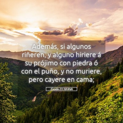 Picture 05 - Éxodo 21:18 RVA - Además, si algunos riñeren, y alguno hiriere á - Bible Verse Picture