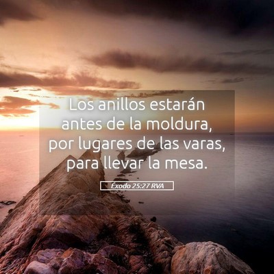Picture 05 - Éxodo 25:27 RVA - Los anillos estarán antes de la moldura, por - Bible Verse Picture