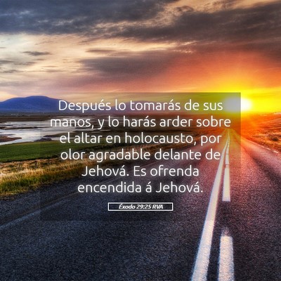 Picture 05 - Éxodo 29:25 RVA - Después lo tomarás de sus manos, y lo harás - Bible Verse Picture